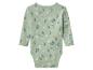 Hellgrüner Langarm-Babybody mit Blumenmuster