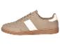 Beiger und weißer Freizeitsneaker mit brauner Sohle