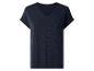 Dunkelblaues Kurzarm-Strickshirt mit V-Ausschnitt.