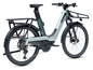 Ein silbernes E-Bike mit Gepäckträgern.
