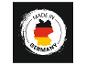 „Made in Germany“-Logo mit der Germanlandkarte in den Flaggenfarben.