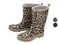 Kinder-Regenstiefel mit Leopardenmuster und Plüschfutter.