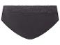 Schwarzer Damen-Slip mit Spitzenbesatz am Bund.