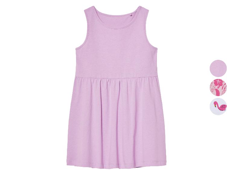 Mädchenkleid, verschiedene Muster: unifarben, tropisch, Flamingos.