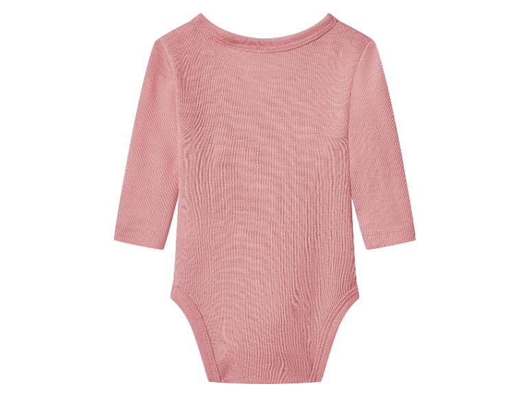 Einfarbiger rosa Baby-Body mit langen Ärmeln