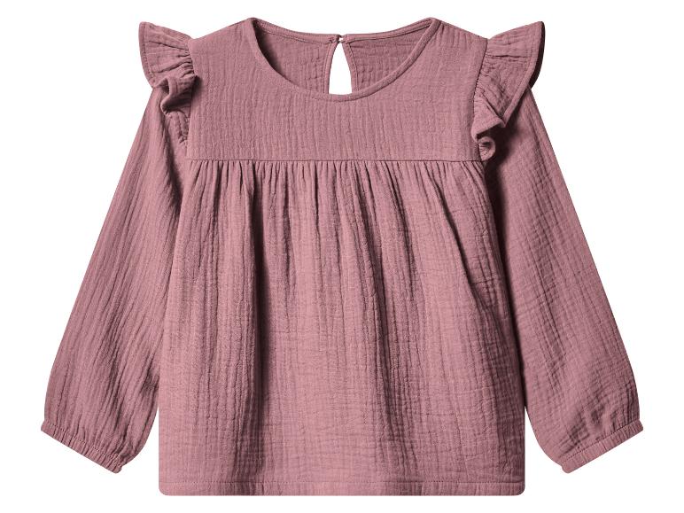 Rosa Kinderbluse mit langen Ärmeln und Rüschen
