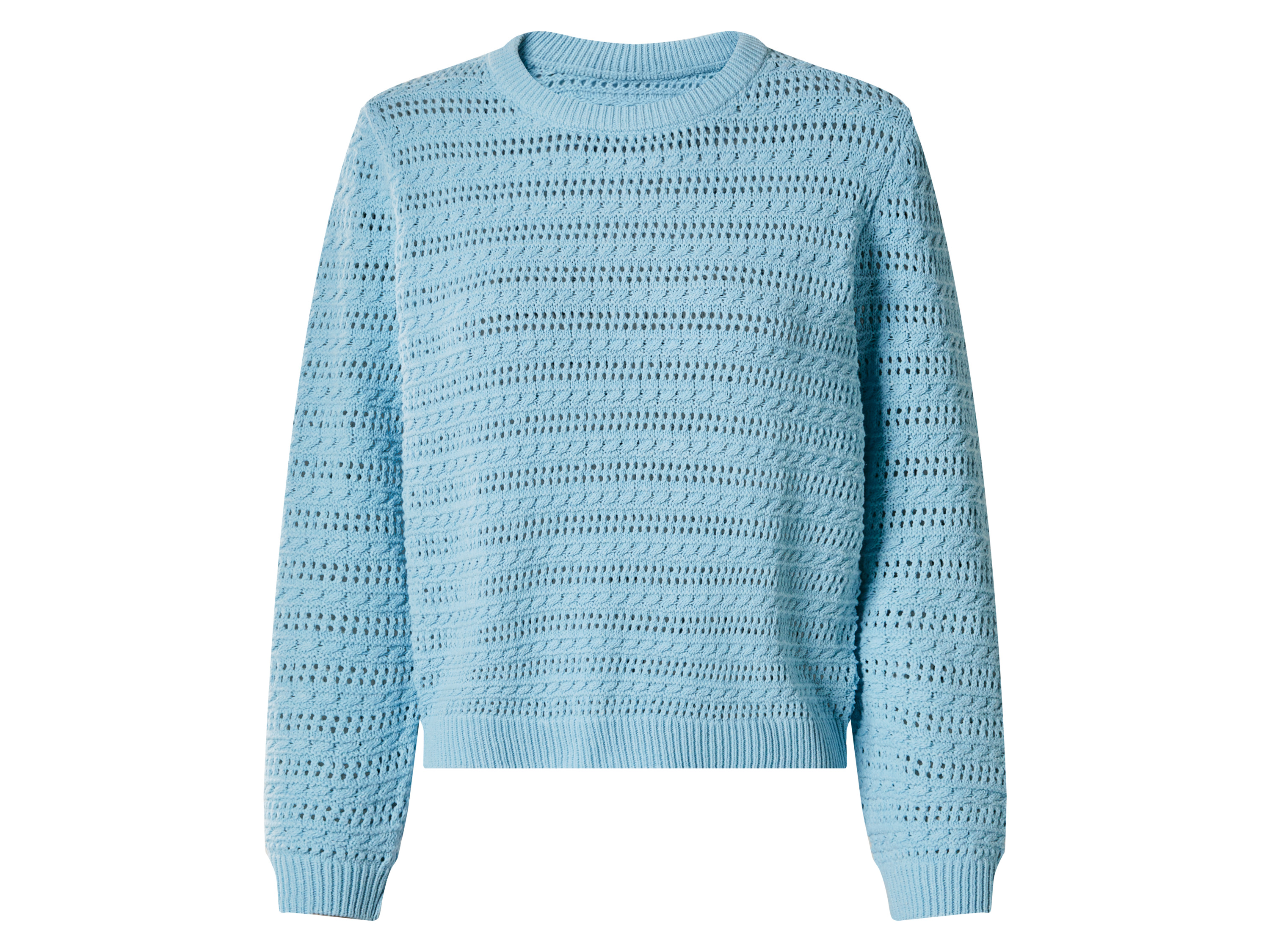 ESMARA® Damen Pullover Lochstrick (Blau, XS(32/34))