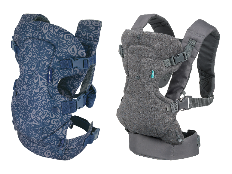 Tragehilfen von Infantino und ein weiteres graues Modell.