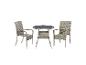 Graues Rattan-Garten-Bistro-Set mit einem runden Tisch und zwei Stühlen.