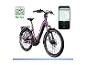 Lila E-Bike mit Navigations- und Fahrdaten-App.
