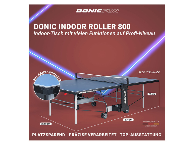 Indoor 800 Tischtennisplatte DONIC Roller