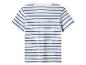Kinder T-Shirt mit blauen und weißen Streifen, Rückansicht.