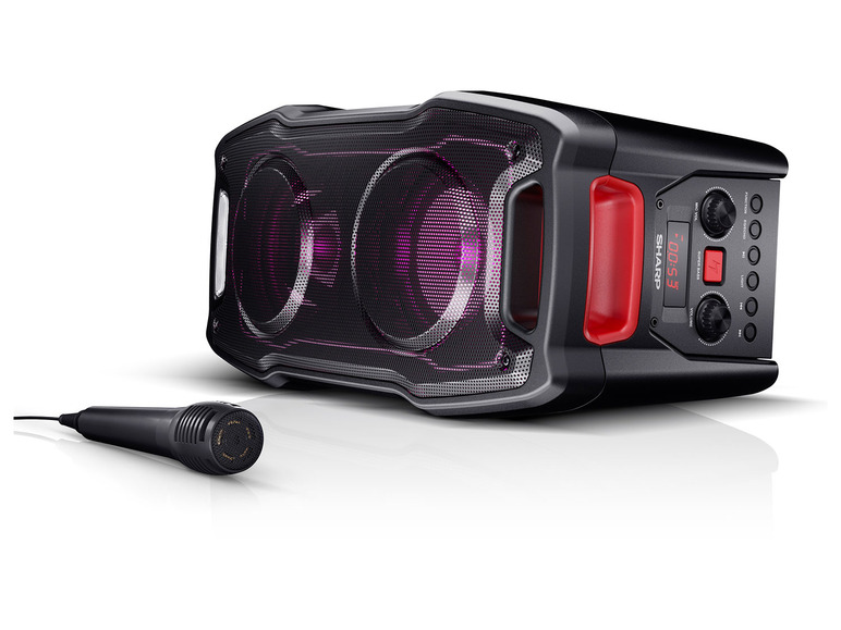 Gehe zu Vollbildansicht: Sharp »PS-929« Bluetooth Lautsprecher mit Disco Lichter und Mikrofon - Bild 3