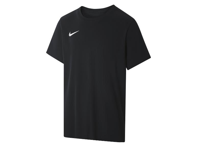Schwarzes Kurzarm-T-Shirt mit weißem Logo auf der Brust