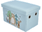 Hellblaue Aufbewahrungsbox mit Deckel und Waldtiermotiv.