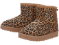 Paar Leopardenmuster-Stiefeletten mit weichem Futter und flacher Sohle.