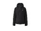Schwarze Kapuzen-Sportjacke mit roten Details.