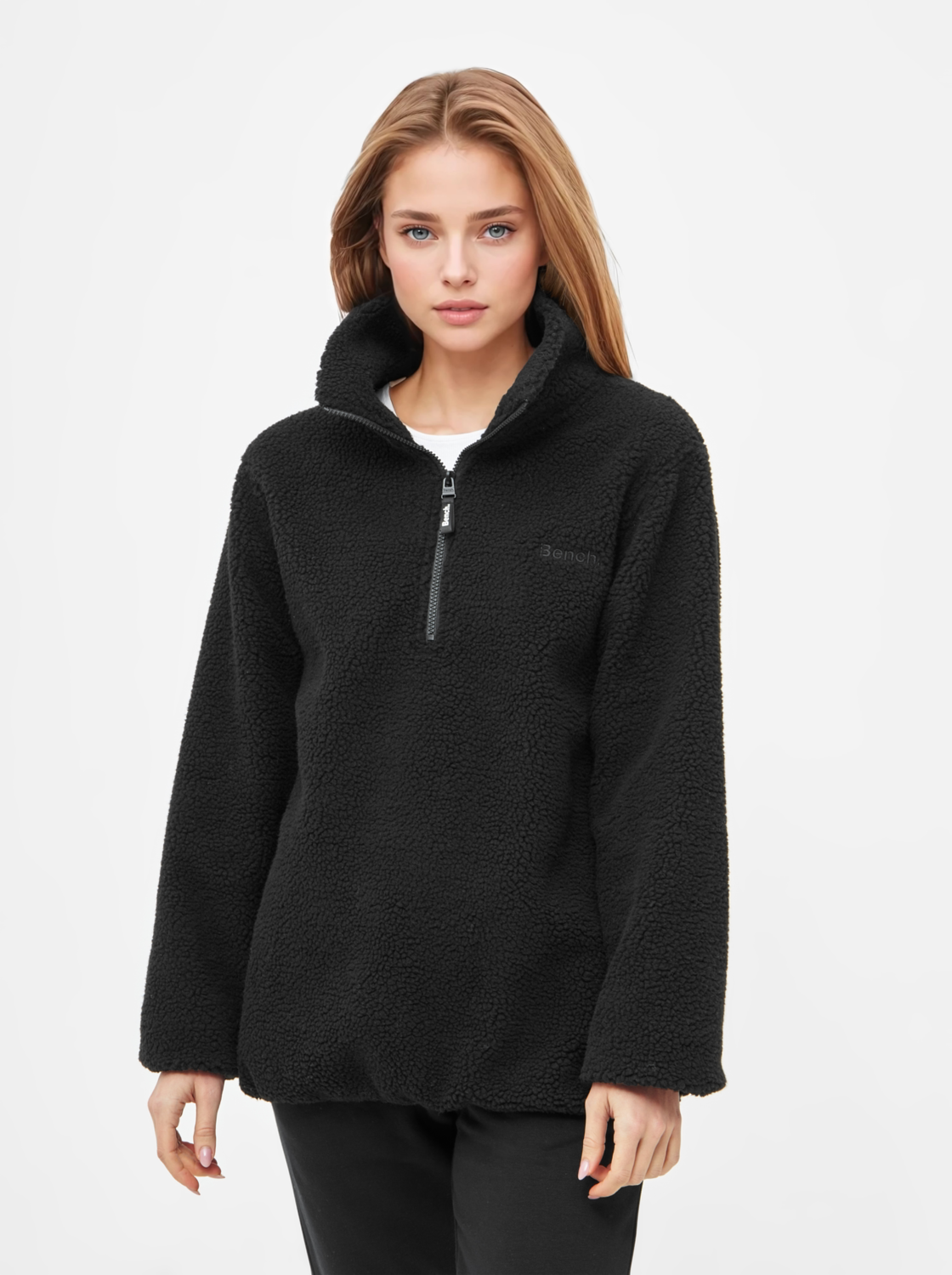 Thumbnail - BENCH Damen Pullover mit Reißverschlusss (Schwarz, S)
