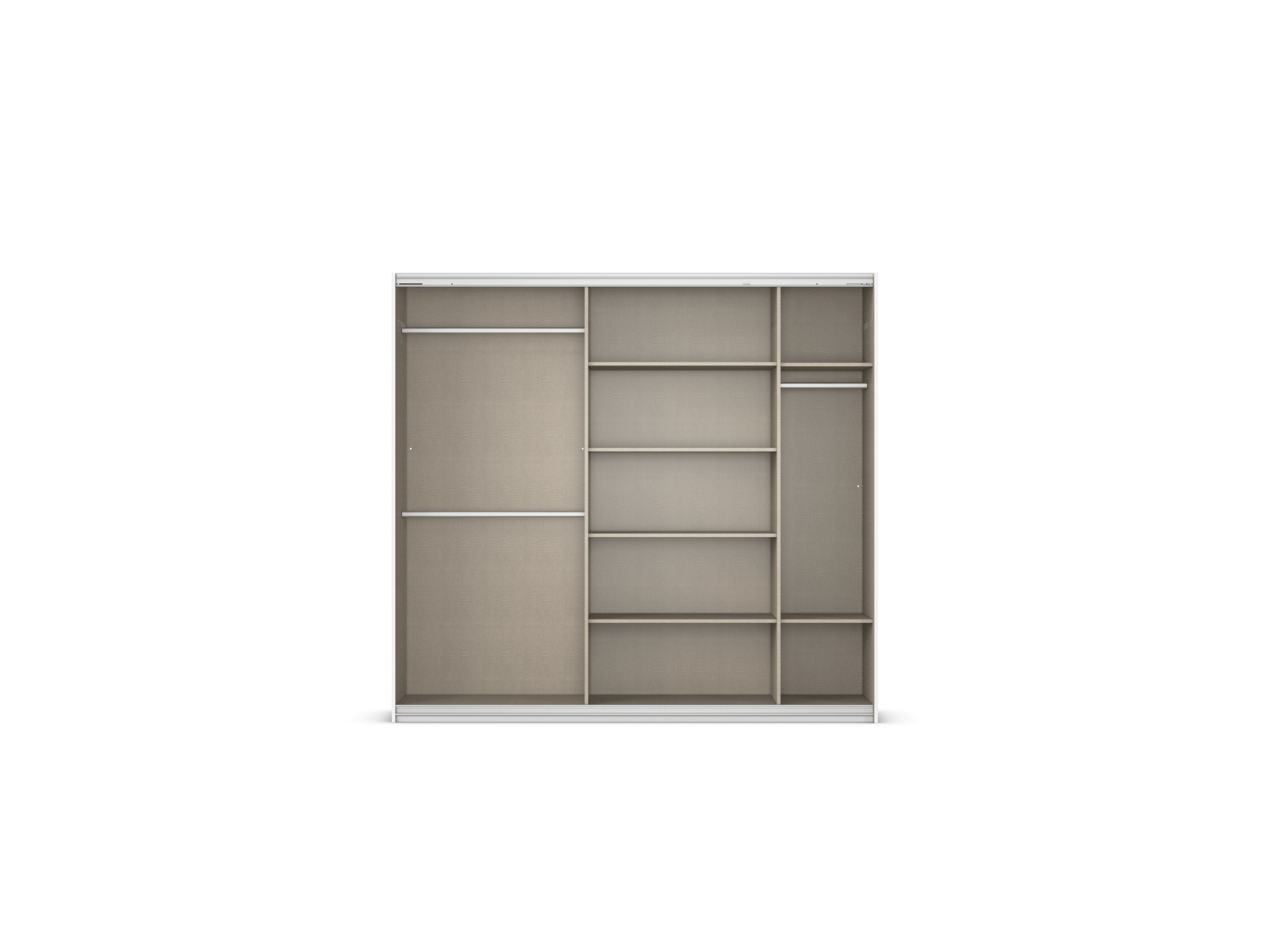 RAUCH ORANGE Quadra Schwebetürenschrank mit Spiegelelementen (Premium-Zubehör, Korpus: Eiche, 271 x 210 cm) – Bild 4 von 4