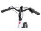 Lenker eines E-Bikes mit Display, Klingel und Licht, auf weißem Hintergrund.