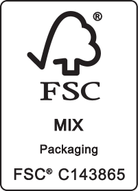 FSC MIX Packaging Zertifizierungssiegel mit der Nummer C143865.