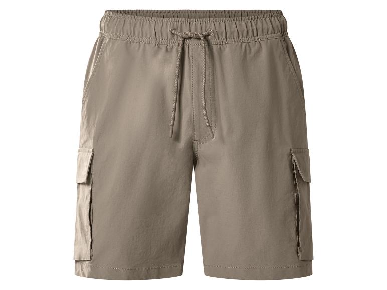 Herren-Cargoshorts in Khaki mit elastischem Bund und Kordelzug.