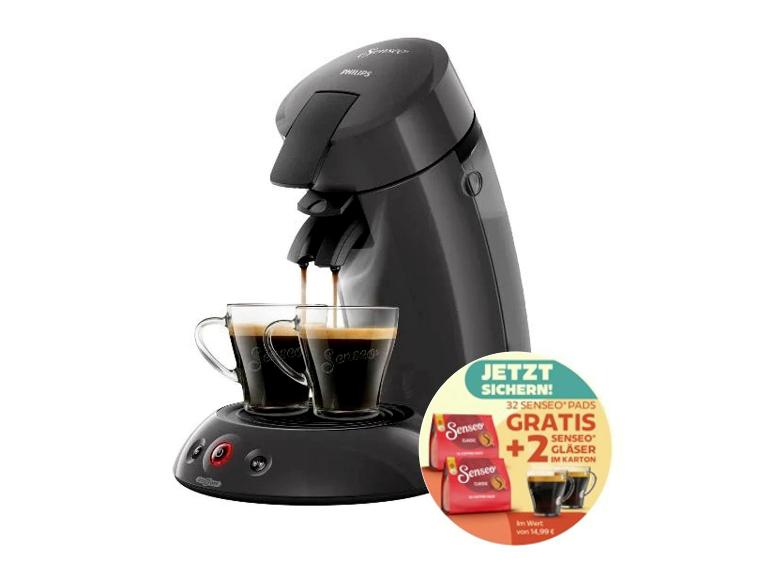 PHILIPS Senseo Kaffeepadmaschine HD6552/39 in Cashmere Grey mit Gratis-Zugabe.