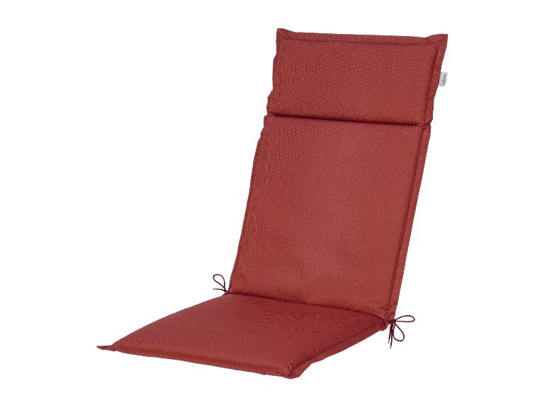 Rotes Gartenstuhlpolster mit Bindebändern
