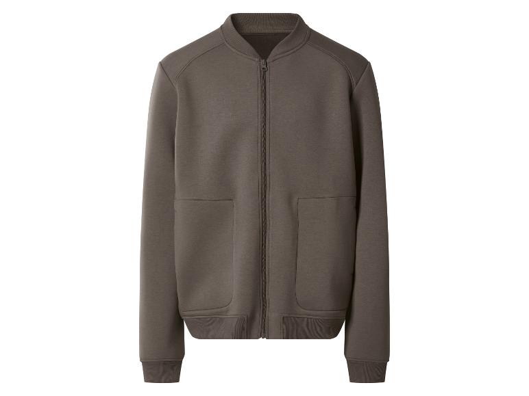 Braune Herren-Bomberjacke mit Reißverschluss und Taschen.