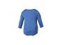 Blauer langärmeliger Baby-Body, Rückansicht.