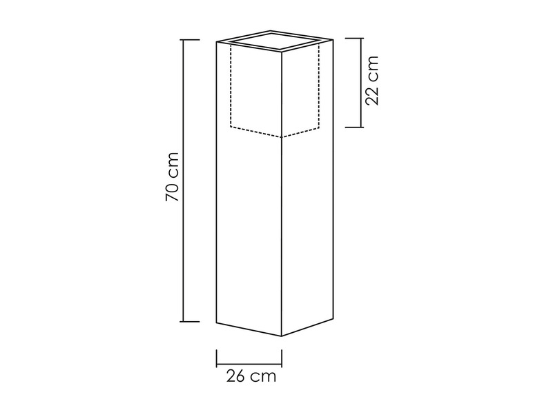 Gehe zu Vollbildansicht: Scheurich Hochgefäß »Cube High«, Kunststoff, quadratisch, L 26 x B 26 x H 70 cm - Bild 11