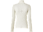 Damen-Feinripp-Rollkragenpullover mit langem Arm in Offwhite