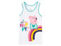 Weißes Tanktop mit Peppa Pig, einem Regenbogen und dem Text 'I'm just so happy'