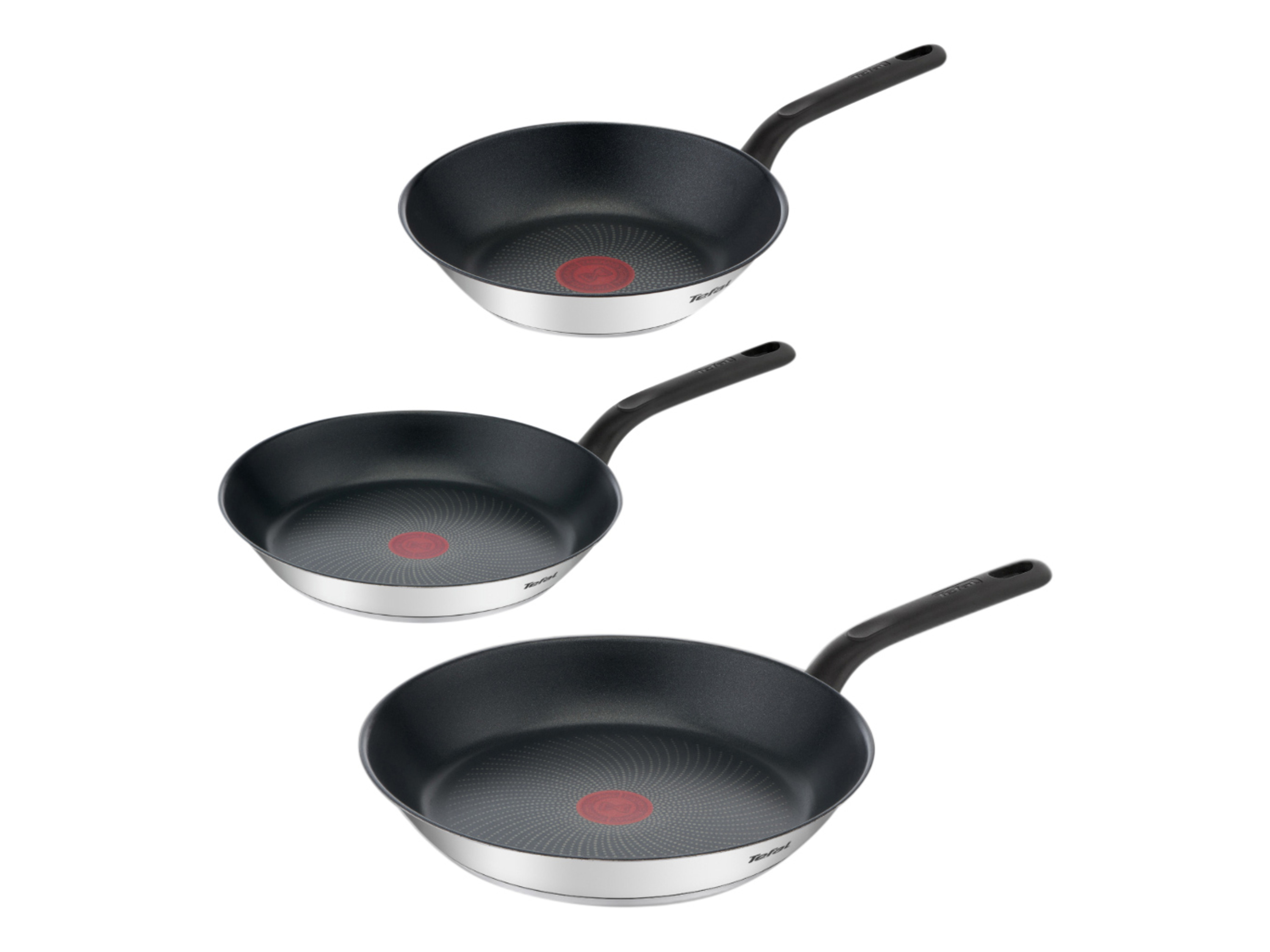 TEFAL Edelstahl-Pfannenset Duetto Bakelite, 3-teilig""