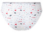 Weiße Unterhose mit rotem und grauem 'Love'-Muster.