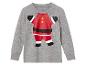 Ein graues Langarmshirt mit einem Santa Claus-Motiv.