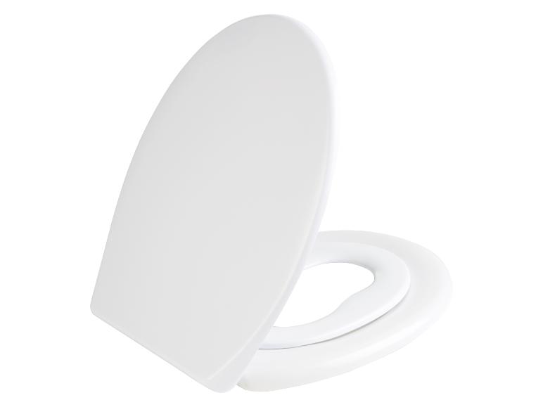 Ein weißer Toilettensitz mit Soft-Close-Funktion.