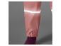 Rosa Regenhose mit reflektierenden Streifen.