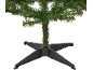 Künstlicher Weihnachtsbaum mit grünen Nadeln und schwarzem Ständer.