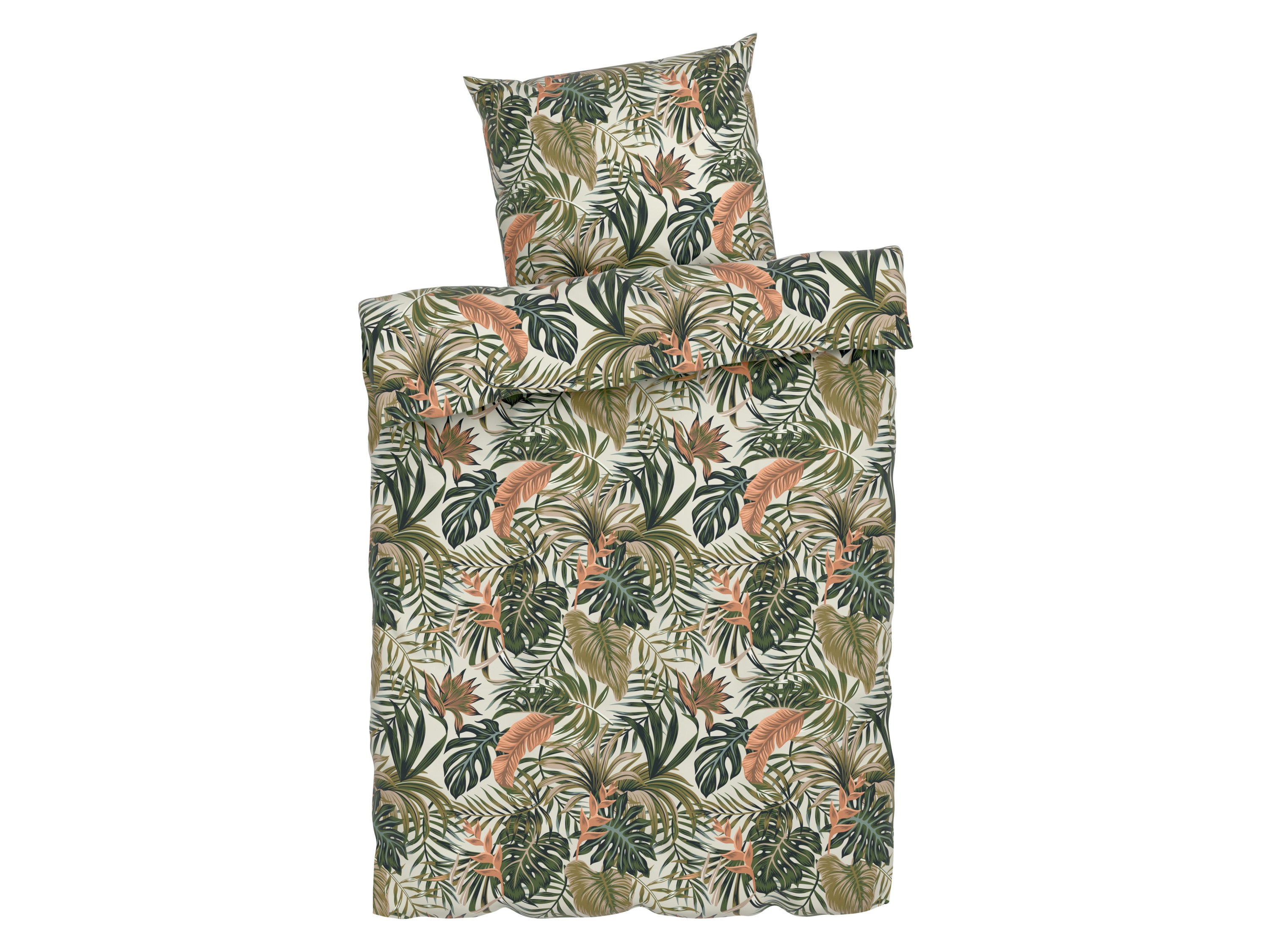 LIVARNO HOME Mikrofaser-Satin-Bettwäsche, atmungsaktiv, 155 x 220 cm (Palmen)