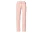 Hellrosa gerippte Lounge-Hose mit Gummibund und Wellensaum.