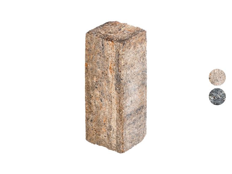 Beiger und grauer Gartenpfosten aus Stein mit Farbmustern