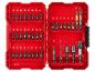 Rotes Schraubendreher-Bit-Set mit PH1, PH2, PH3, PZ1, PZ2, PZ3, T15, T20, T25, T30, H3, H4, H5, H6, 6mm und 8mm Bits.