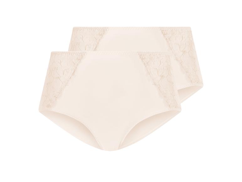 2er-Pack hautfarbene High-Waist-Slips mit Spitzeneinsätzen