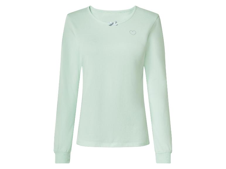 Damen Langarmshirt aus Baumwolle in Mintgrün mit Schleife und Herz