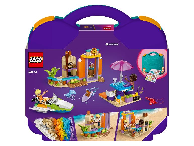 LEGO Friends Set 42672 mit Strand, Jetski, kleinem Haus und Zubehör.