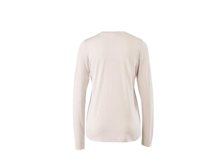 Beiges Langarm-T-Shirt für Damen, Rückansicht