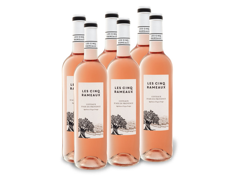 Sechs Flaschen Roséwein von Les Cinq Rameaux, Coteaux d'Aix en Provence.