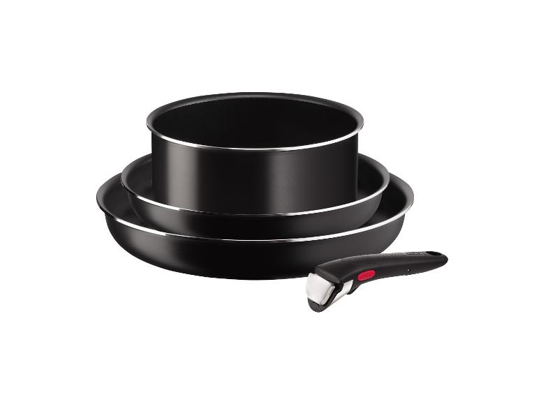 Schwarze Tefal Pfannen- und Topfset.