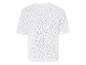 Weißes Strick-T-Shirt mit Lochmuster.
